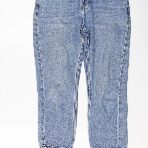 NEXT Womens Blue Cotton Mom Jeans Size 10 L23 in Regular Button
