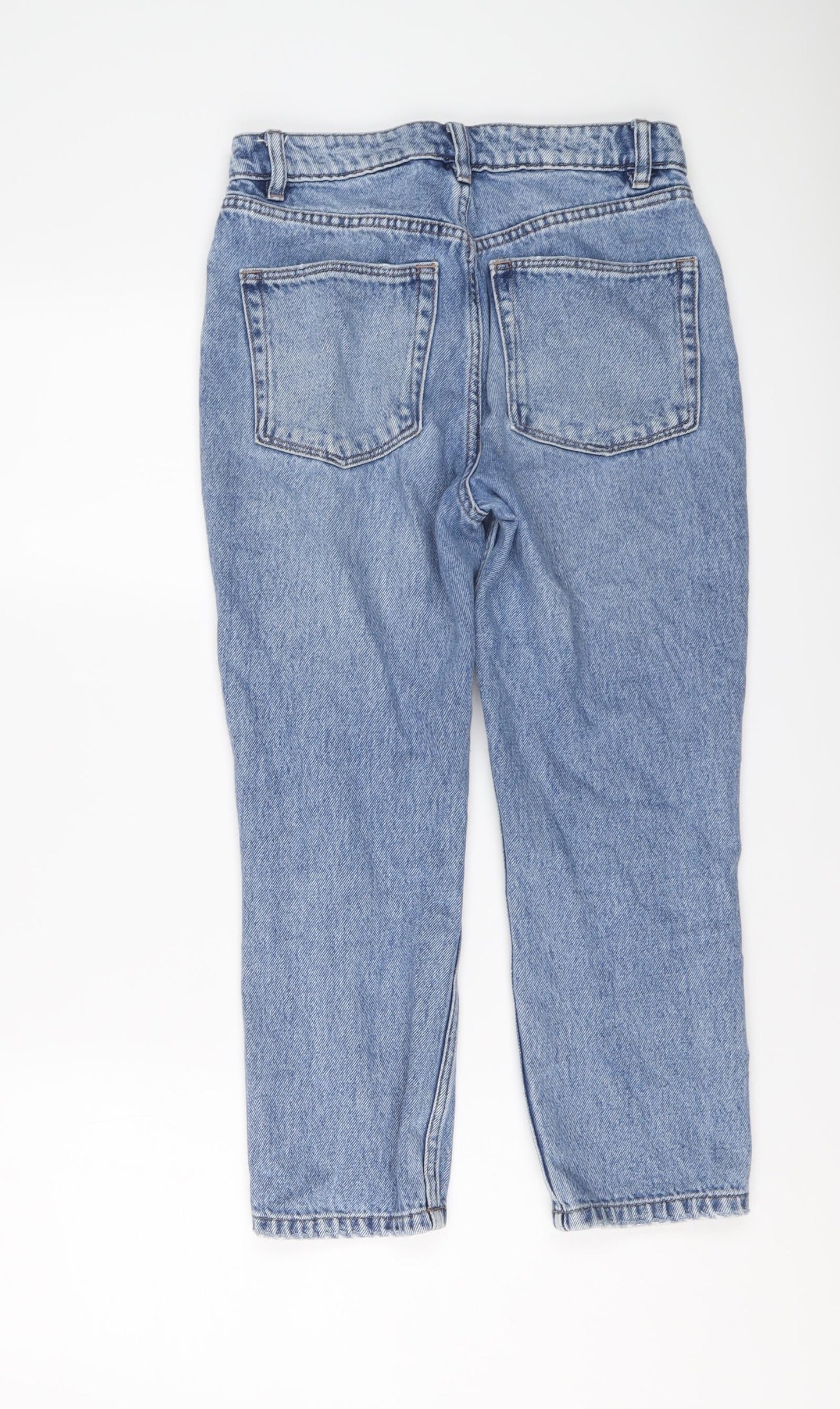 NEXT Womens Blue Cotton Mom Jeans Size 10 L23 in Regular Button