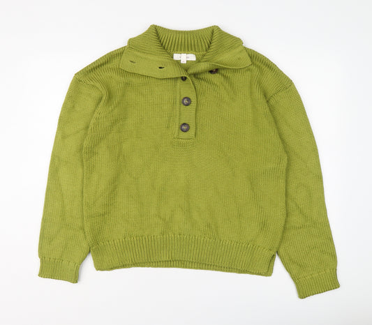 Per Una Womens Green Collared Viscose Pullover Jumper Size L