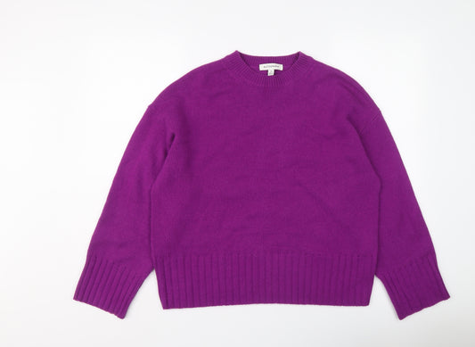 Autograph Womens Purple Round Neck Wool Pullover Jumper Size 14