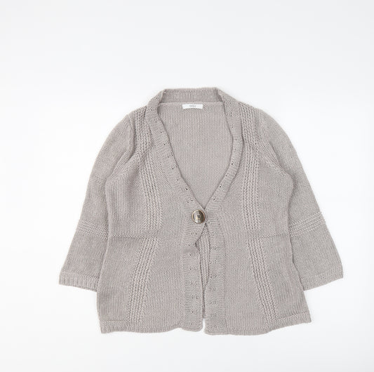 Marks and Spencer Womens Grey V-Neck Acrylic Cardigan Jumper Size 10