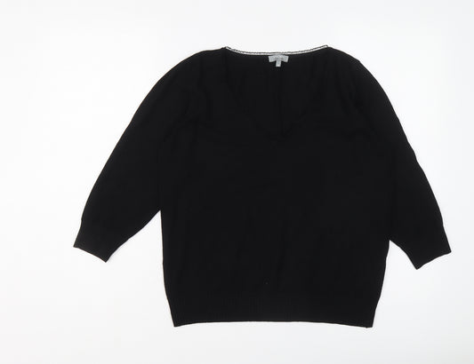 Per Una Womens Black V-Neck Viscose Pullover Jumper Size 16