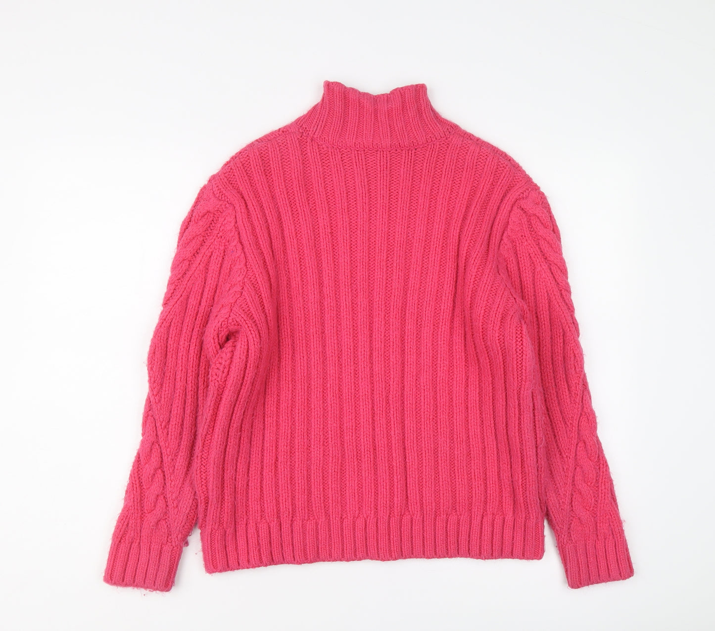 Marks and Spencer Womens Pink High Neck Acrylic Pullover Jumper Size M