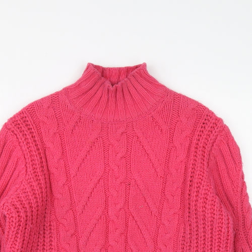 Marks and Spencer Womens Pink High Neck Acrylic Pullover Jumper Size M