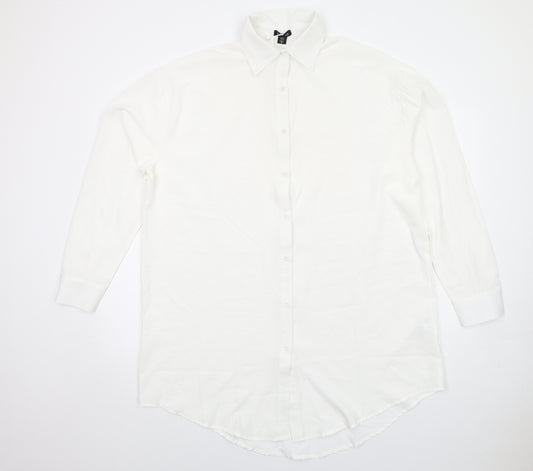 Boohoo Womens White Polyester Shirt Dress Size 20 Collared Button