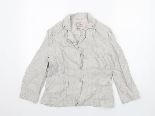 Olsen Womens Grey Jacket Size 12 Button
