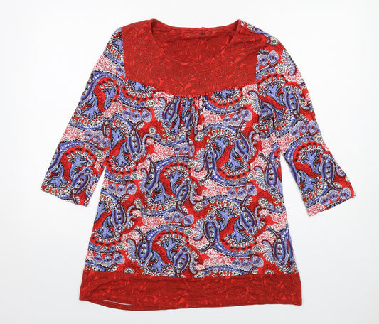 Marks and Spencer Womens Multicoloured Paisley Viscose Basic Blouse Size 14 Round Neck