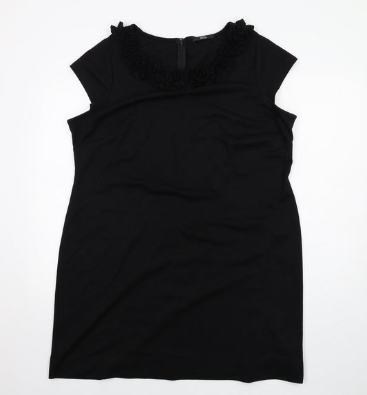 Marks and Spencer Womens Black Polyester Shift Size 22 Round Neck Zip