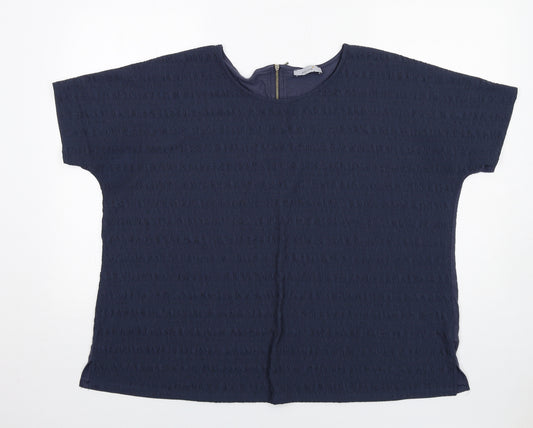 Per Una Womens Blue Viscose Basic T-Shirt Size 22 Round Neck