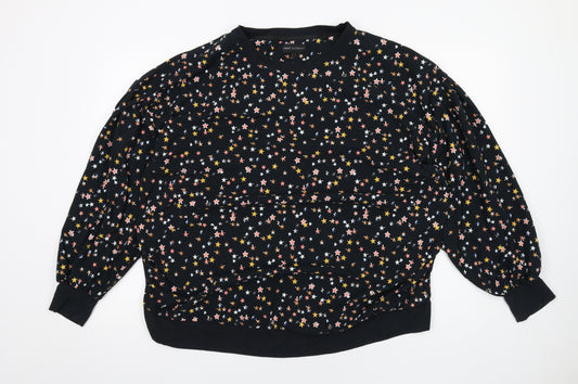 NEXT Womens Black Geometric Polyester Pullover Sweatshirt Size L Pullover - Star pattern
