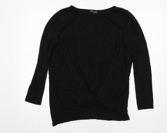 NEXT Womens Black Viscose Basic T-Shirt Size 12 Round Neck
