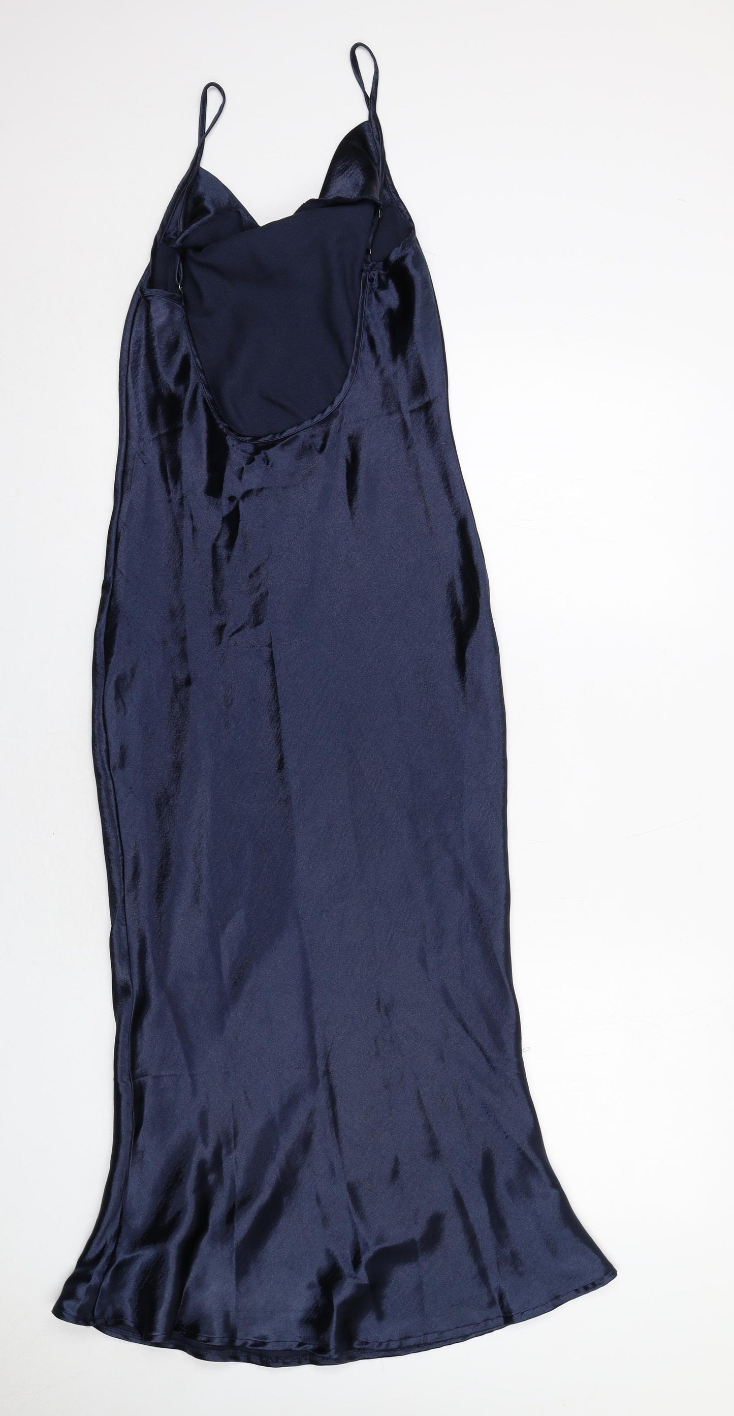 Pretty Lavish Womens Blue Polyester Slip Dress Size 10 Cowl Neck Pullover