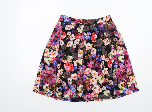 Oliver Bonas Womens Multicoloured Floral Polyester Swing Skirt Size 8