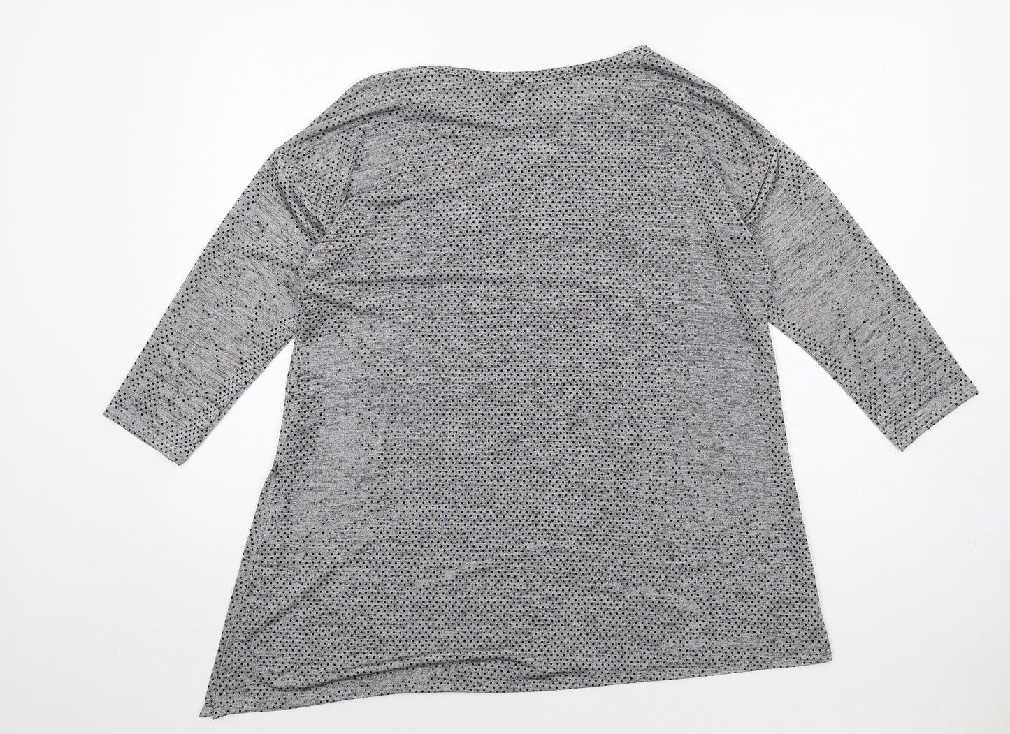 Wallis Womens Grey Polka Dot Polyester Basic T-Shirt Size M Round Neck
