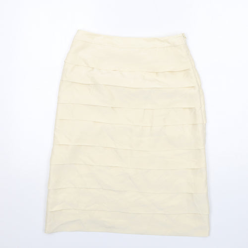 Boden Womens Ivory Silk A-Line Skirt Size 10 Zip