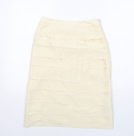 Boden Womens Ivory Silk A-Line Skirt Size 10 Zip