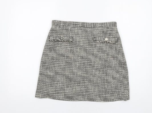 H&M Womens Beige Polyester A-Line Skirt Size 12 Zip