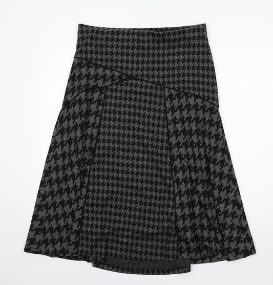 Per Una Womens Grey Geometric Polyester Swing Skirt Size 14 - Houndstooth pattern
