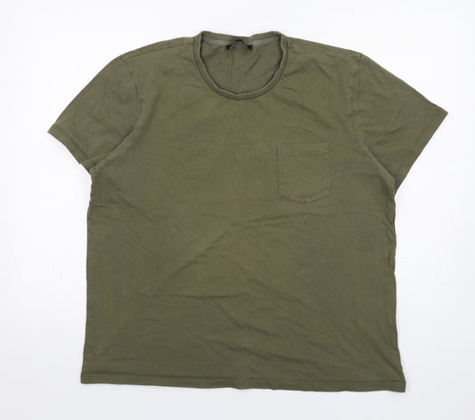 Jaeger Mens Green Cotton T-Shirt Size XL Round Neck