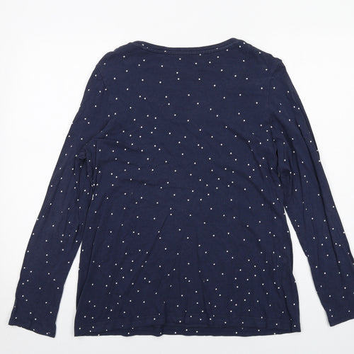 Marks and Spencer Womens Blue Polka Dot Cotton Basic T-Shirt Size 18 Scoop Neck
