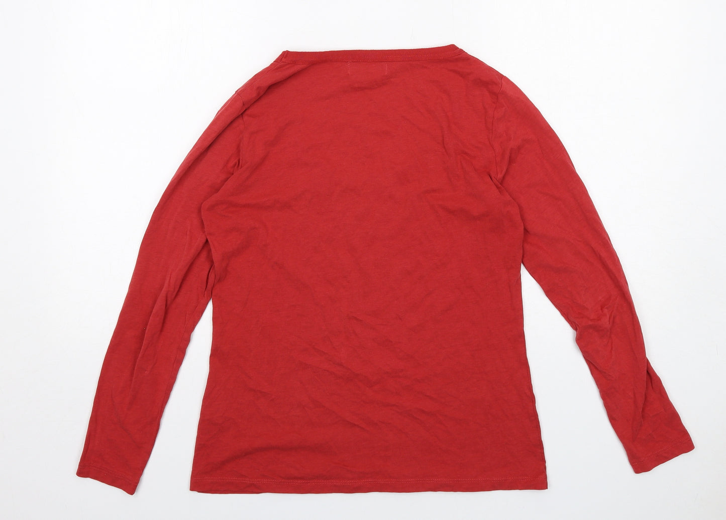Autograph Womens Red Cotton Basic T-Shirt Size 10 Scoop Neck