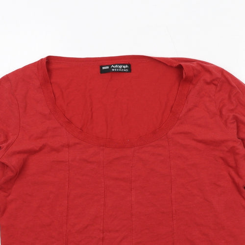 Autograph Womens Red Cotton Basic T-Shirt Size 10 Scoop Neck