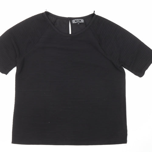 NEXT Womens Black Polyester Basic T-Shirt Size 16 Round Neck
