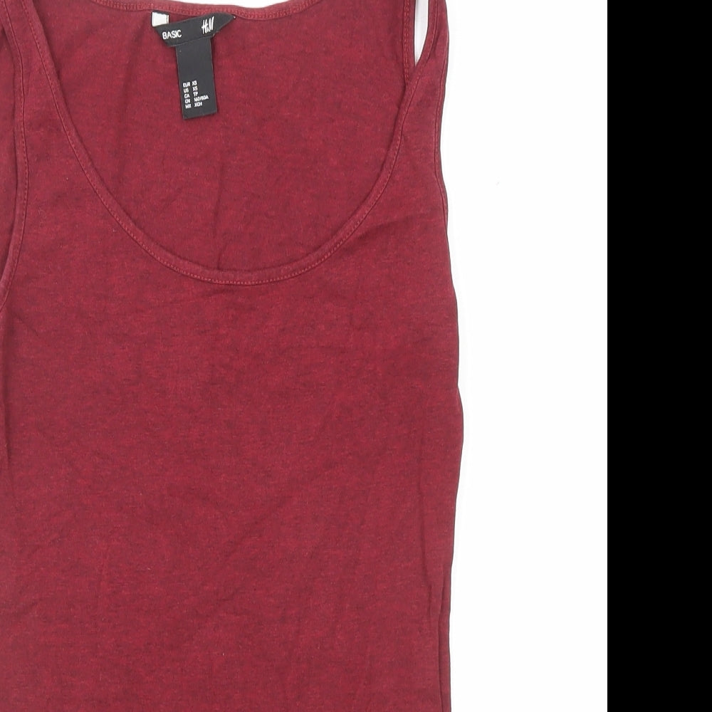 H&M Womens Red Cotton Basic Tank Size XS Scoop Neck