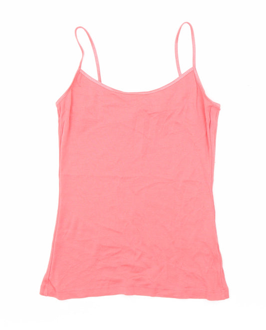 New Look Girls Pink Cotton Basic Tank Size M Round Neck Pullover