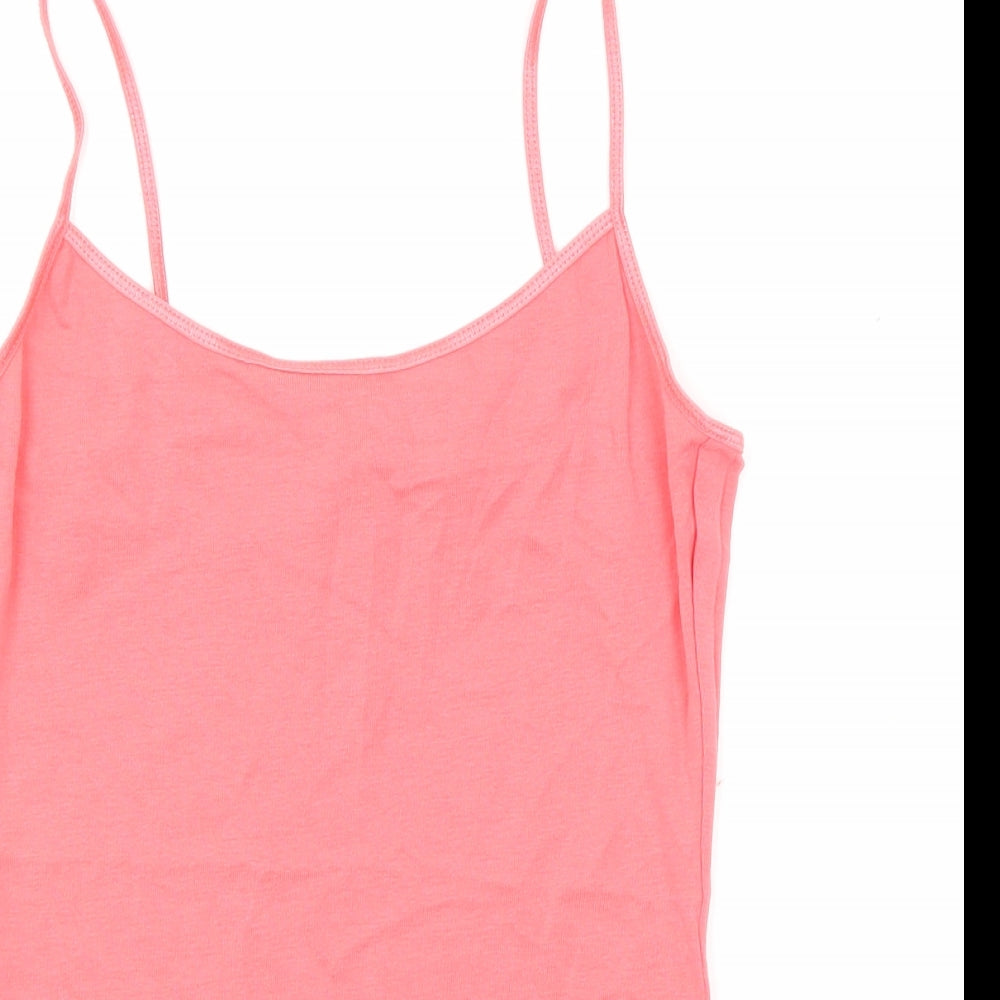 New Look Womens Pink Polyester Basic Tank Size L Round Neck