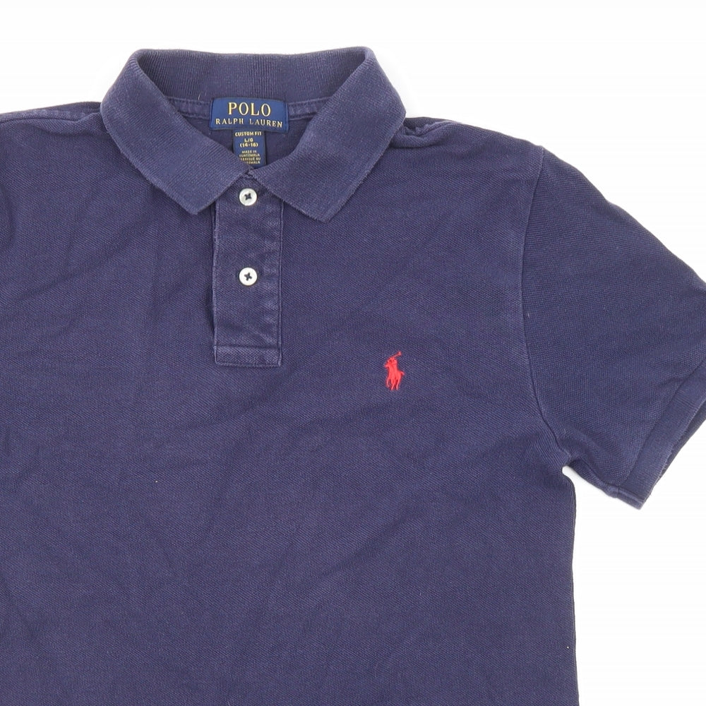 Polo Ralph Lauren Womens Blue Cotton Basic Polo Size 14 Collared - Size 14-16