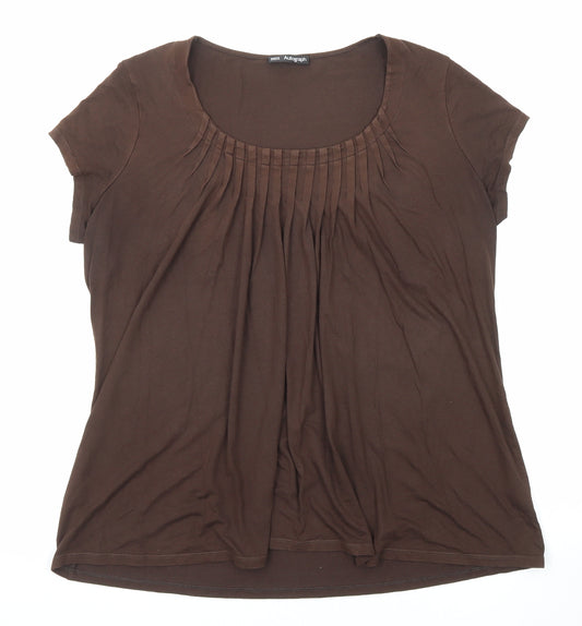 Marks and Spencer Womens Brown Viscose Basic T-Shirt Size 18 Scoop Neck