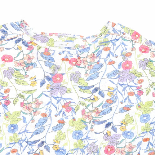 Per Una Womens Multicoloured Floral Polyester Basic T-Shirt Size 16 Round Neck