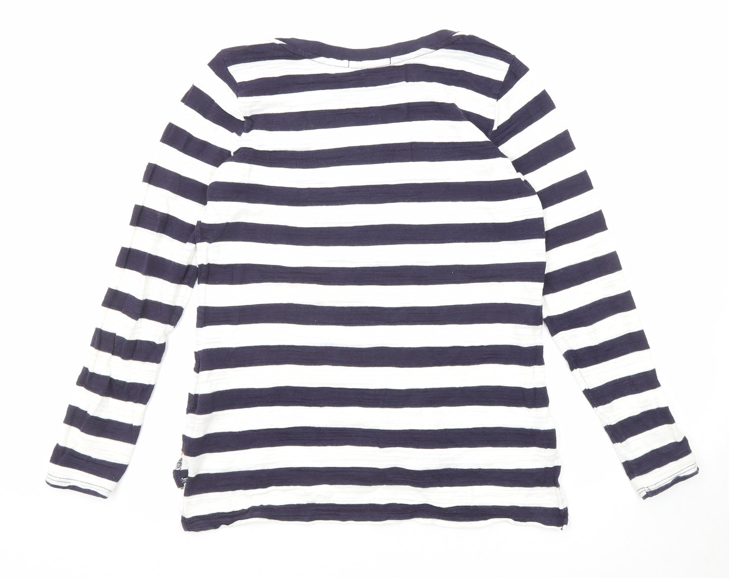 NEXT Womens Blue Striped Cotton Basic T-Shirt Size 10 Round Neck