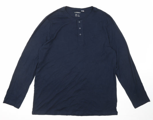 Livergy Mens Blue Cotton T-Shirt Size XL Round Neck