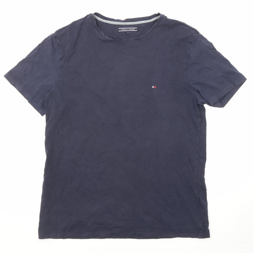 Tommy Hilfiger Mens Blue Cotton T-Shirt Size L Round Neck
