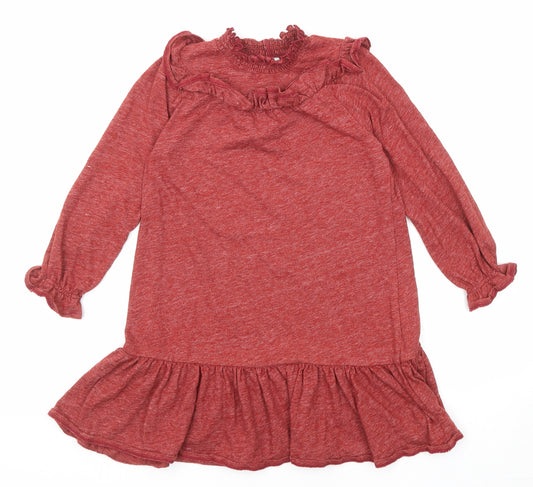 NEXT Girls Red Cotton A-Line Size 4-5 Years Mock Neck Pullover