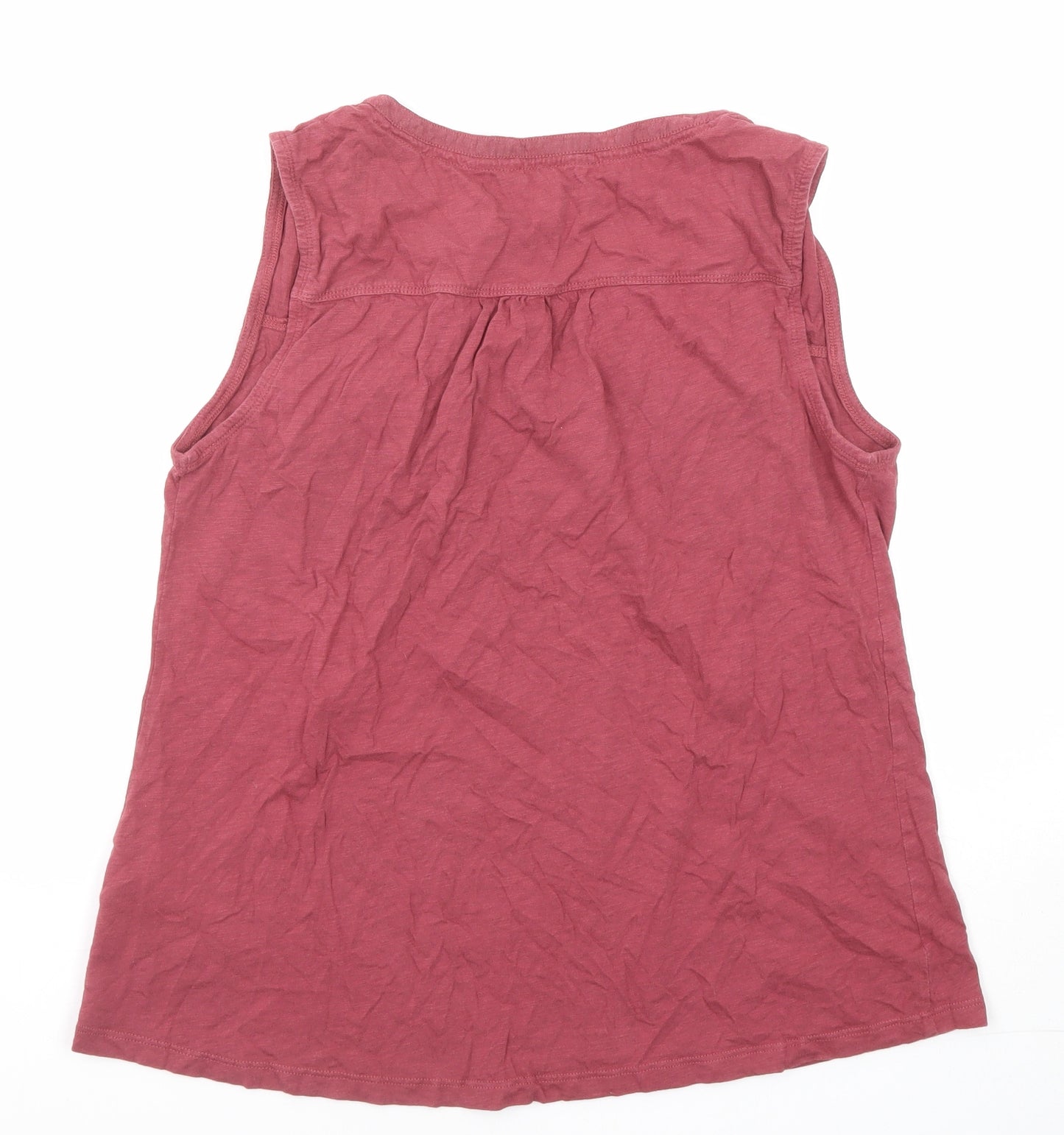 White Stuff Womens Pink Cotton Basic Tank Size 14 V-Neck