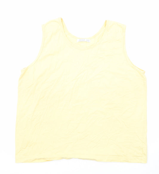 St Bernard Womens Yellow Polyester Basic Tank Size 18 Round Neck