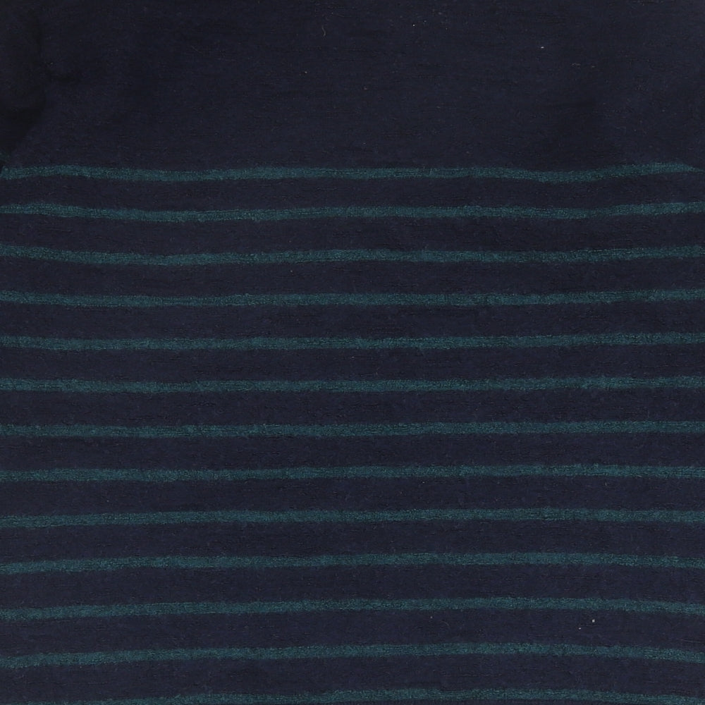 Gap Mens Blue V-Neck Striped Wool Pullover Jumper Size XL Long Sleeve