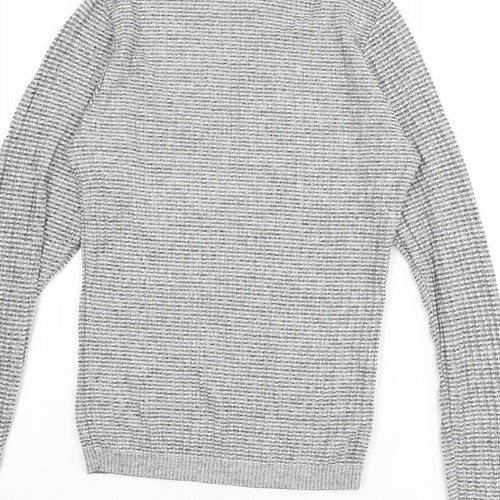 River Island Mens Grey Round Neck Acrylic Pullover Jumper Size XS Long Sleeve - Size 2XS