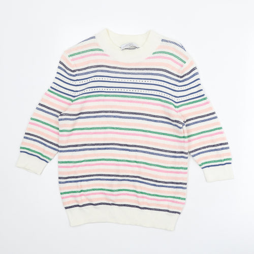 & Other Stories Womens Multicoloured Round Neck Striped Cotton Pullover Jumper Size S