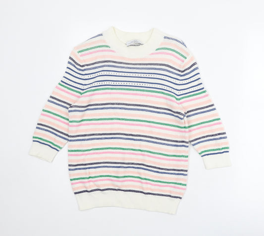 & Other Stories Womens Multicoloured Round Neck Striped Cotton Pullover Jumper Size S
