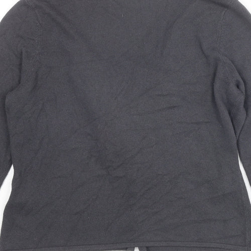 Fenn Wright Manson Womens Grey V-Neck Cotton Cardigan Jumper Size 12 - Flower Detail
