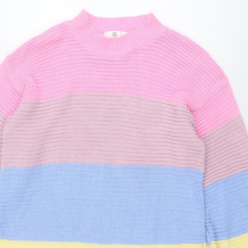Missguided Womens Multicoloured Mock Neck Striped Acrylic Pullover Jumper Size 8