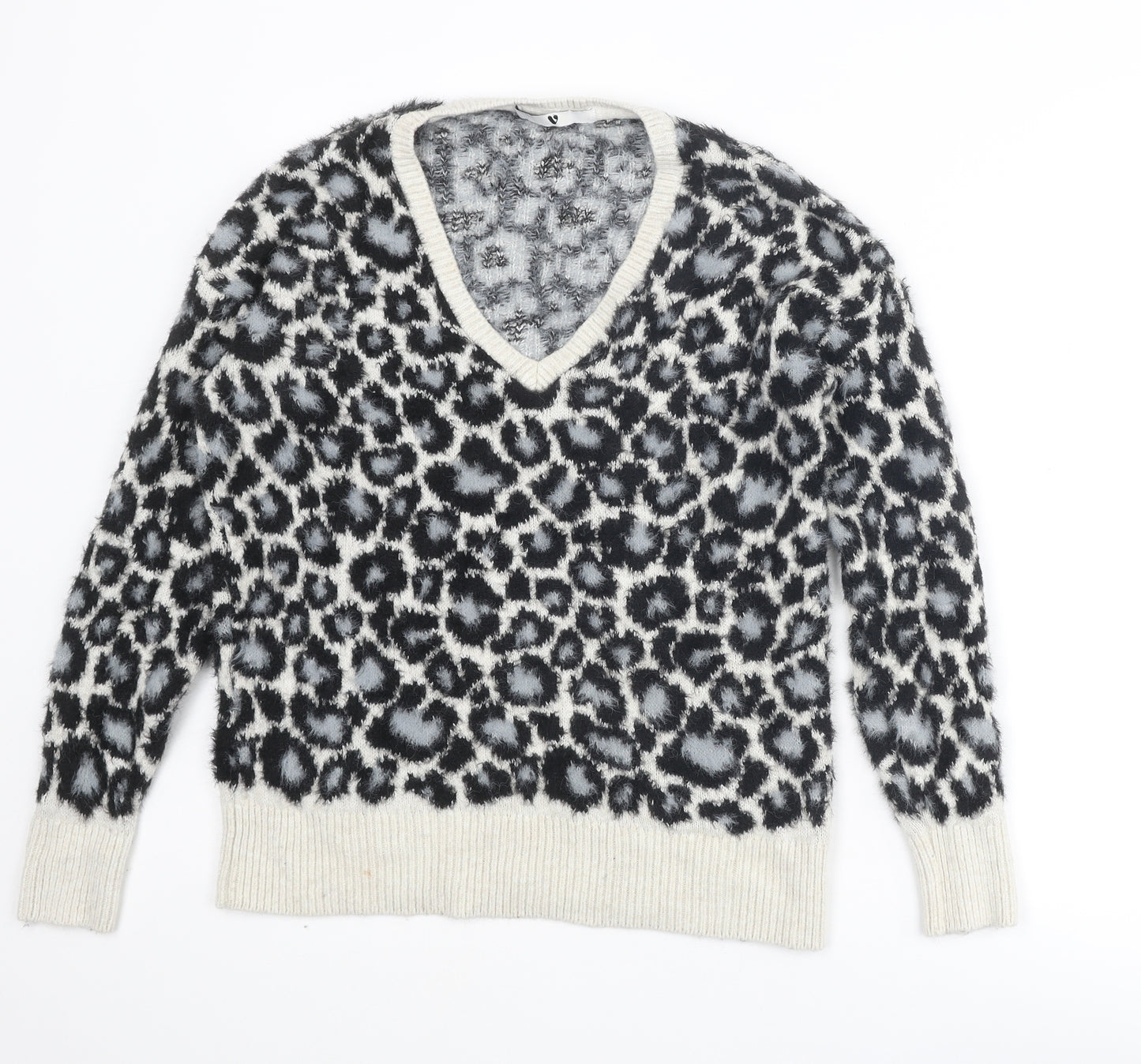 Very Womens Multicoloured V-Neck Animal Print Polyamide Pullover Jumper Size 10 - Leopard Print
