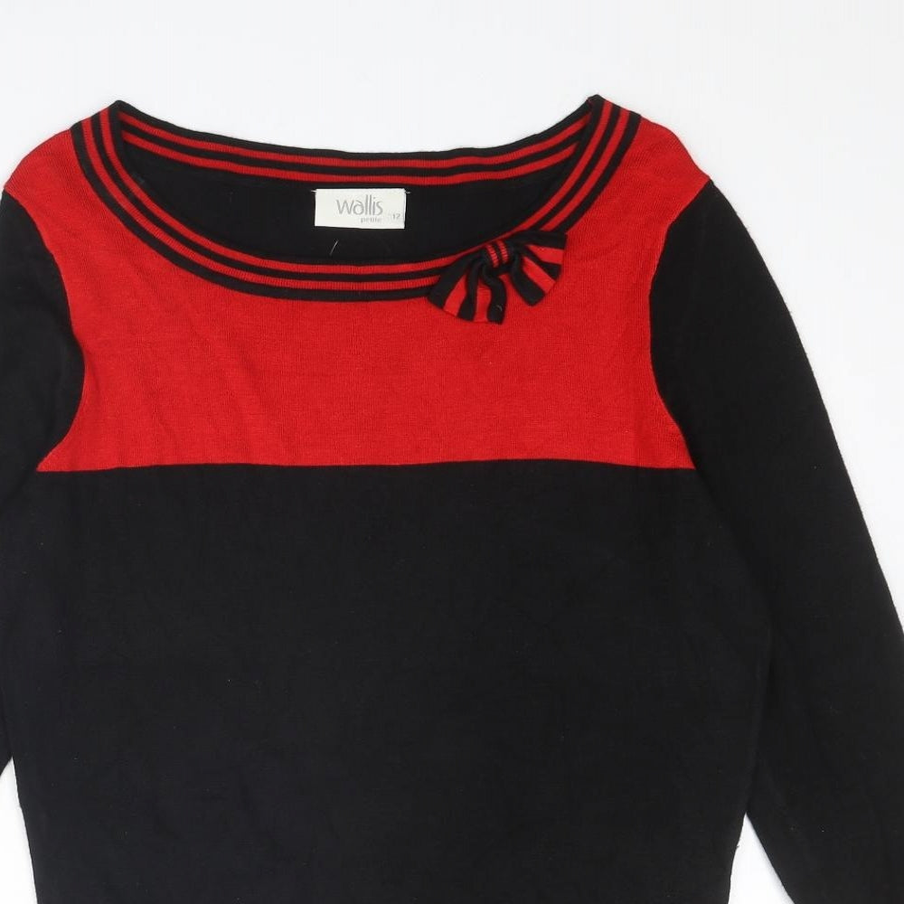 Wallis Womens Black Boat Neck Viscose Pullover Jumper Size 12