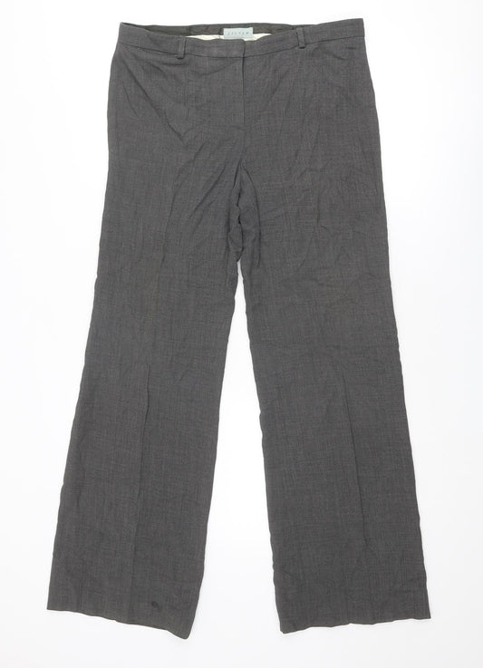 Jigsaw Womens Grey Wool Dress Pants Trousers Size 12 Regular Zip