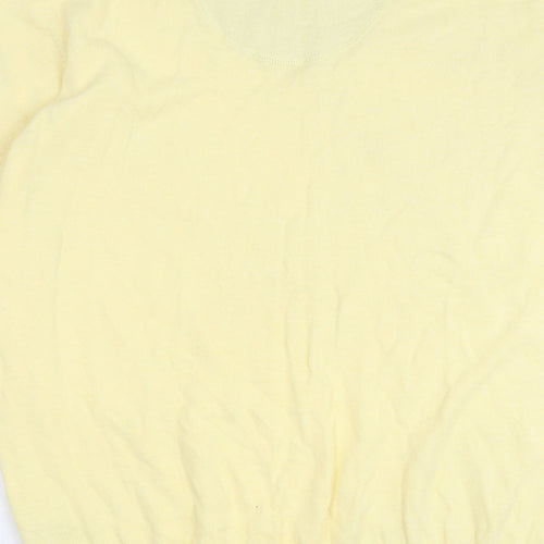 Samuel Windsor Mens Yellow V-Neck Cotton Pullover Jumper Size L Long Sleeve