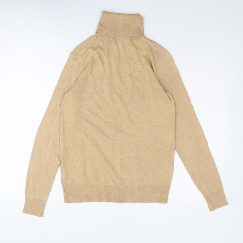 Joe Fresh Mens Beige Roll Neck Cotton Pullover Jumper Size XS Long Sleeve